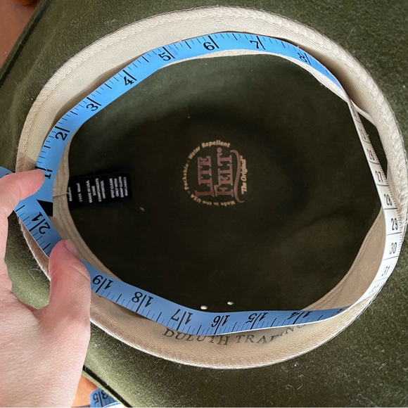 Duluth Trading Olive Green Wool Fedora Hat Lite Felt Water Repellent Crushable - Picture 11 of 12